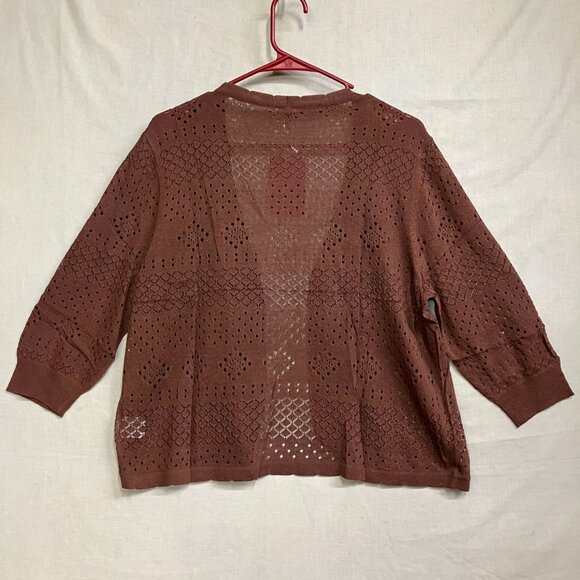 REDHOTYPE Women's XL Coffee 3/4 Sleeve Open Front Crop Shrugs Cardigan Sweater - Picture 12 of 14